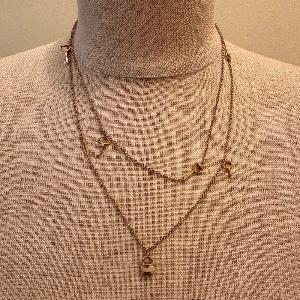 CHLOE lock and key statement necklace in gold tone